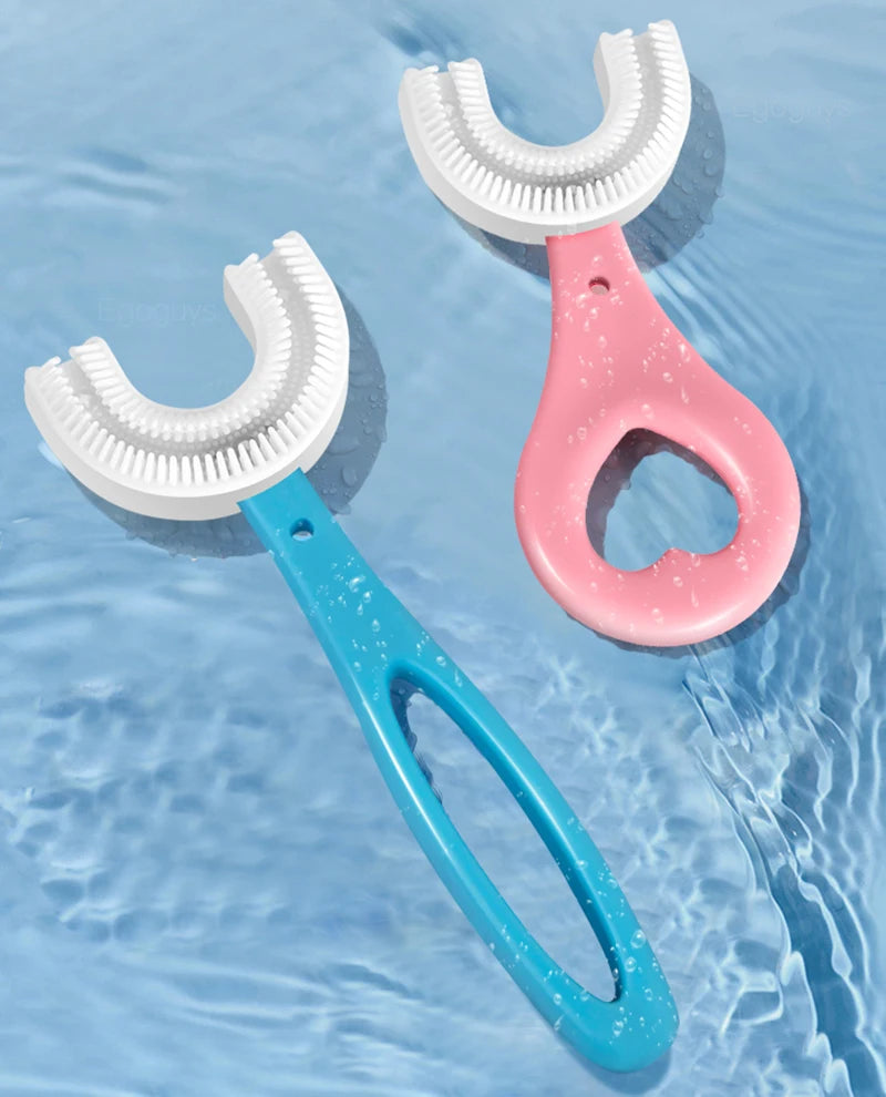 Children U-Shape Toothbrush 360-Degree Oral Cleaning Kids Tooth Brush Soft Million Nano Bristle Silicone Baby Finger Teether