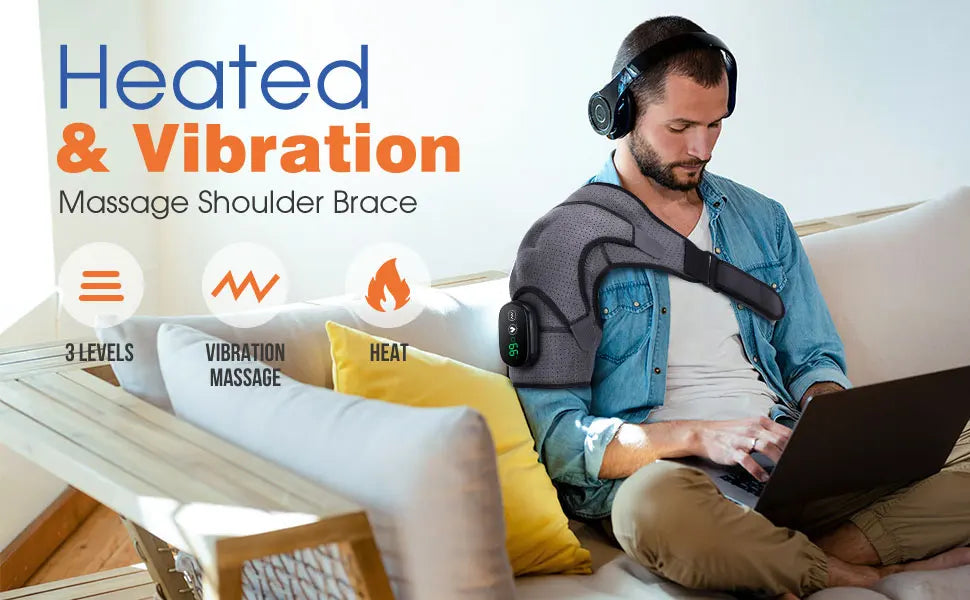 Electric Heating Shoulder Brace LED Display Vibration Shoulder Massage Support Belt Strap For Arthritis Joint Injury Pain Relief