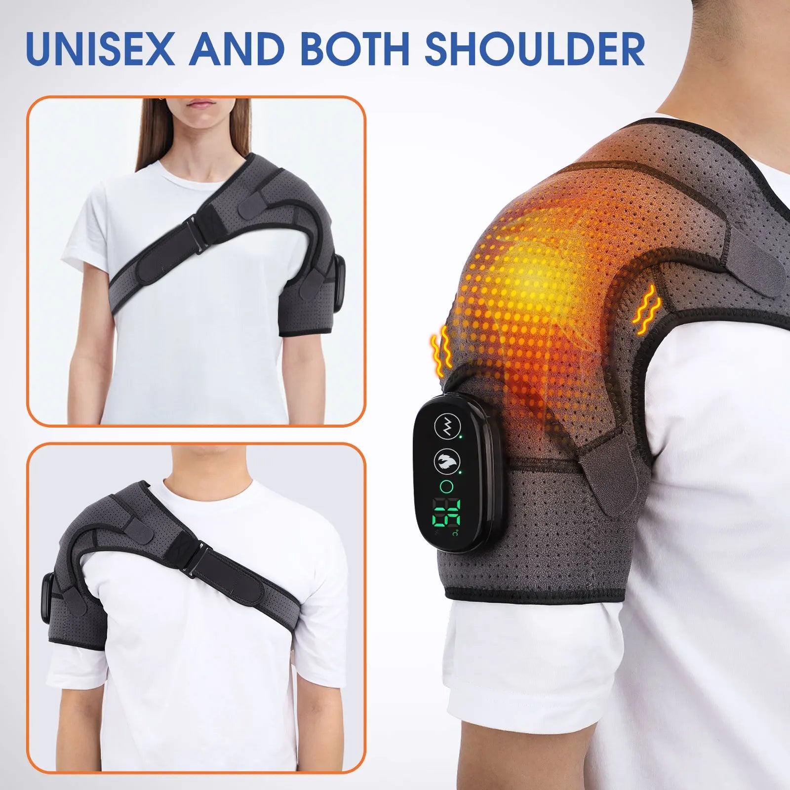 Electric Heating Shoulder Brace LED Display Vibration Shoulder Massage Support Belt Strap For Arthritis Joint Injury Pain Relief