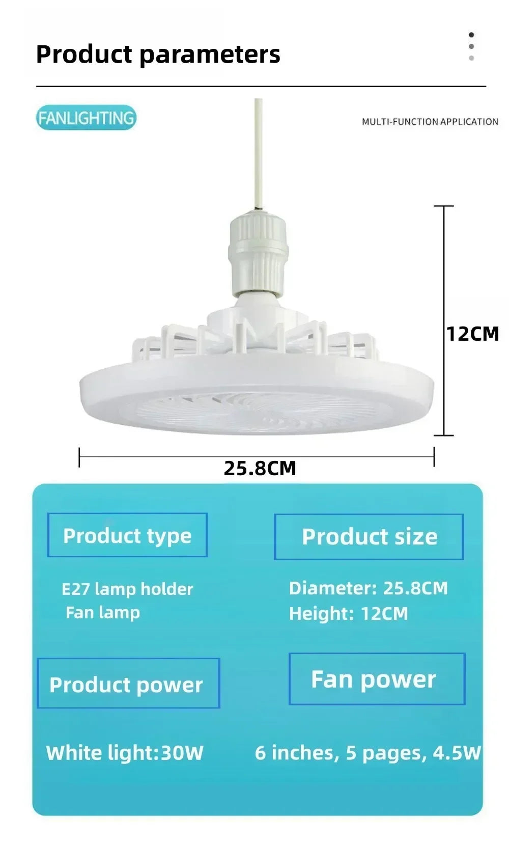 Ceiling Fan With Remote Control Lighting E27 Conversion Base 85-265v Lighting Base Suitable for Bedroom and Living