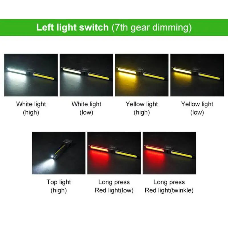 Gym Lamp for Posing,7th Gear Dimming,Portable Magnet LED Flashlight with Hanging Hook,Handheld USB Rechargeable Worklight
