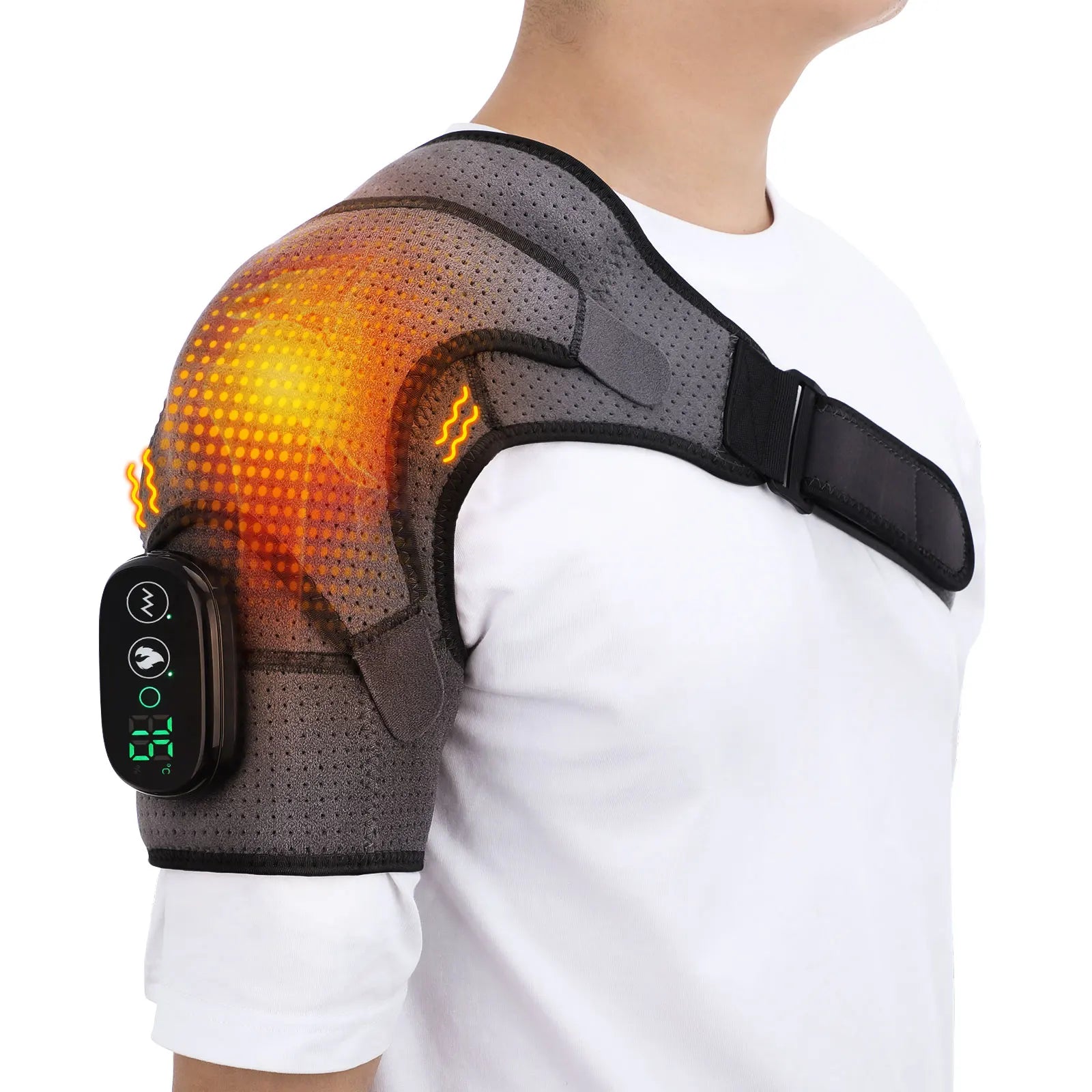 Electric Heating Shoulder Brace LED Display Vibration Shoulder Massage Support Belt Strap For Arthritis Joint Injury Pain Relief