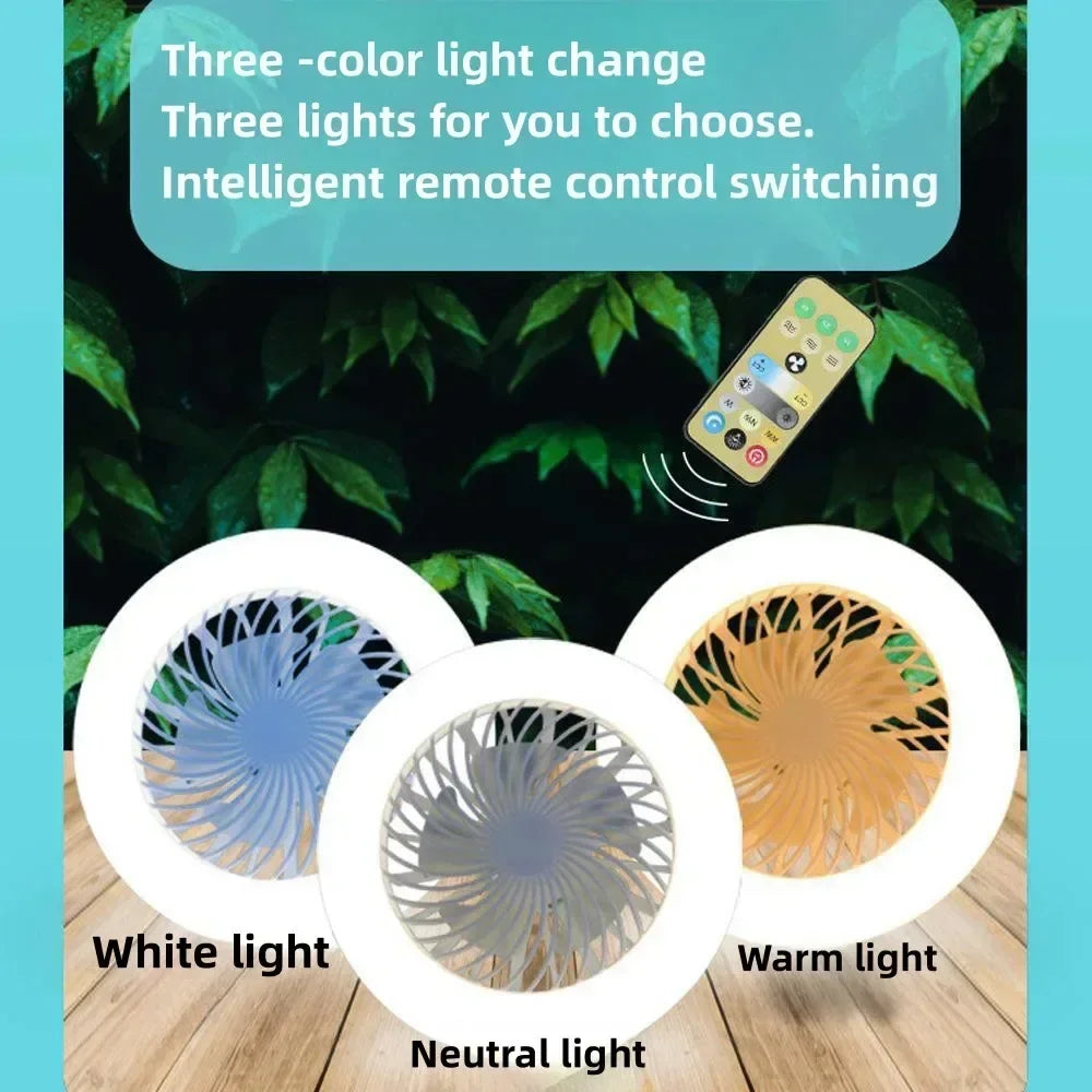 Ceiling Fan With Remote Control Lighting E27 Conversion Base 85-265v Lighting Base Suitable for Bedroom and Living