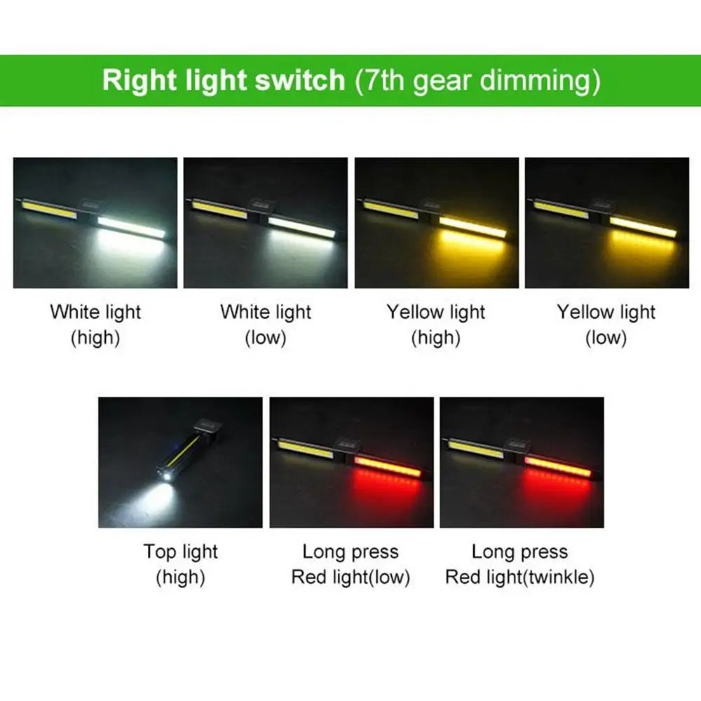 Gym Lamp for Posing,7th Gear Dimming,Portable Magnet LED Flashlight with Hanging Hook,Handheld USB Rechargeable Worklight