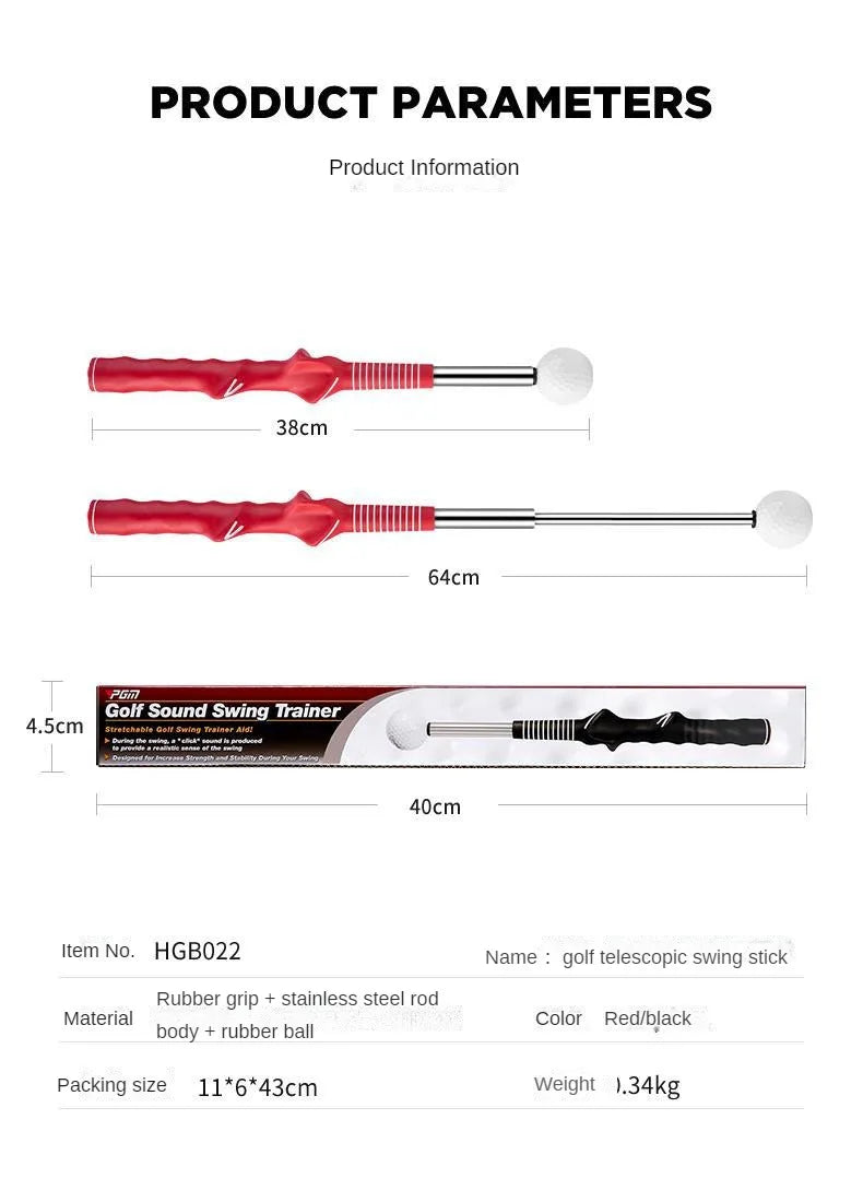 PGM Golf Retractable Swing Practice Stick Indoor Golf Sound Assistant Practitioner HGB022