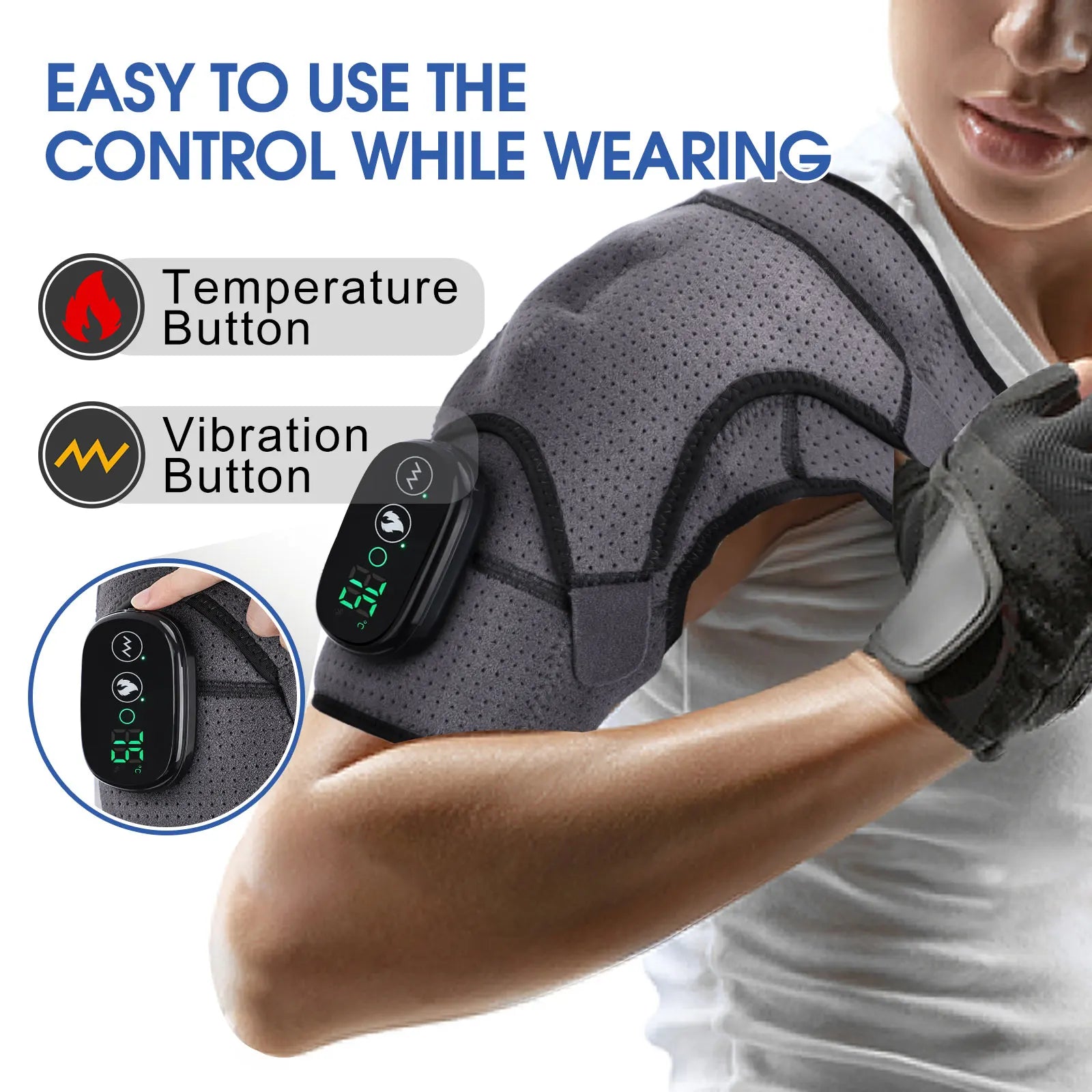 Electric Heating Shoulder Brace LED Display Vibration Shoulder Massage Support Belt Strap For Arthritis Joint Injury Pain Relief