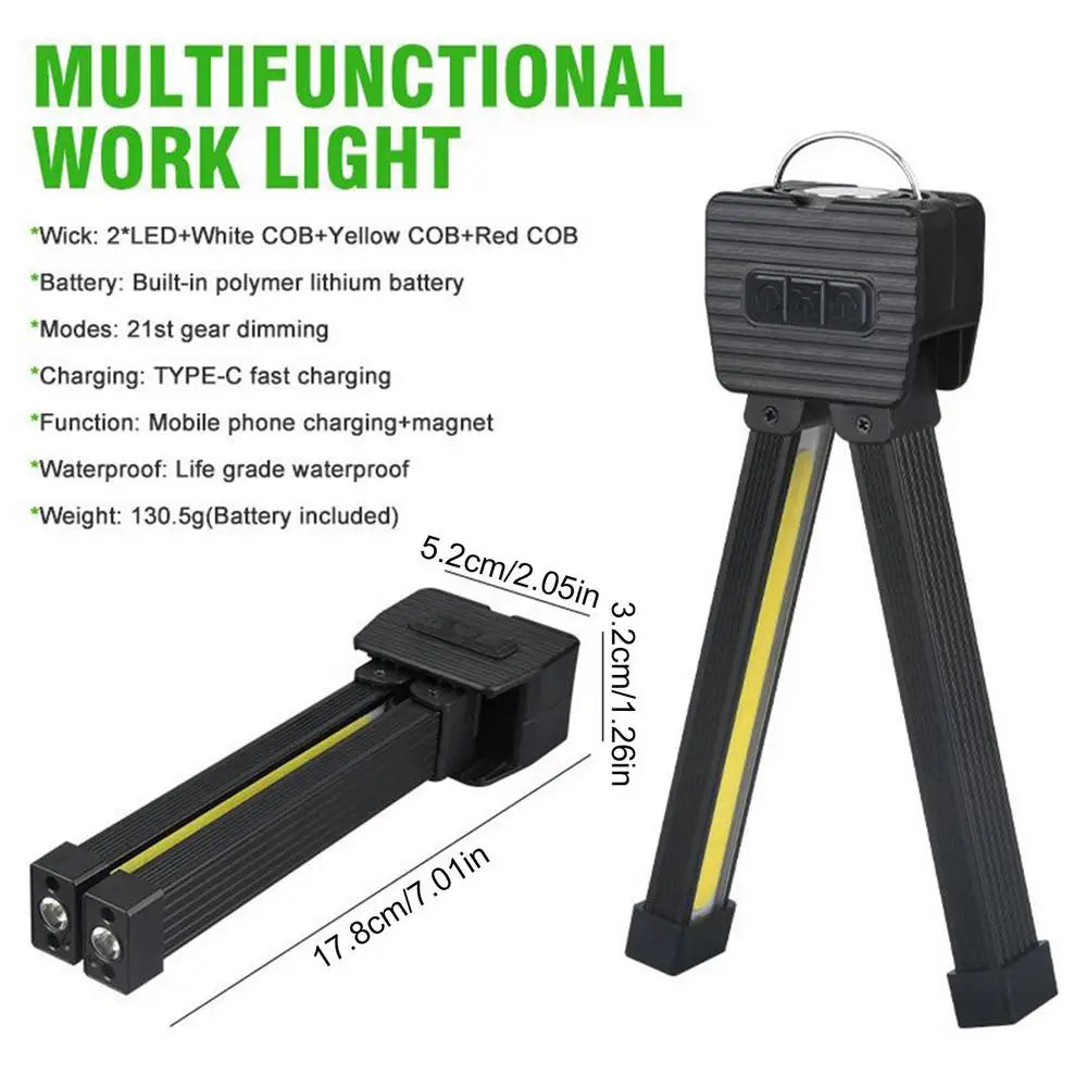 Gym Lamp for Posing,7th Gear Dimming,Portable Magnet LED Flashlight with Hanging Hook,Handheld USB Rechargeable Worklight